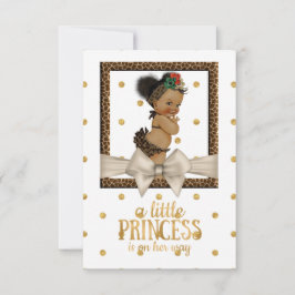 ゴールドとヒョウ柄の女の子のベビーシャワー 招待状