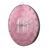 ゴールドとピンクのスイート16ネーム ダーツボード (正面右)