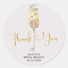 ゴールドとピンクのダスティーローズのソワレーの感謝を伝えるステッカー ラウンドシール