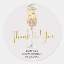 ゴールドとピンクのダスティーローズのソワレーの感謝を表すステッカー