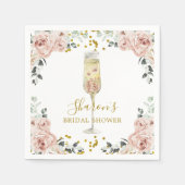 ゴールドとピンクのダスティーローズのソワレーペーパーナプキン スタンダードカクテルナプキン (正面)