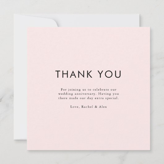 ゴールドとピンクの結婚記念日感謝カード サンキューカード (裏面)