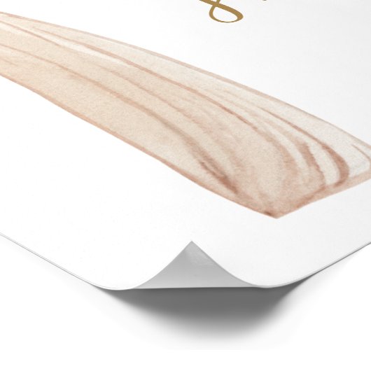 ゴールドとピンクの花のウェディングシャワー歓迎ポスター ポスター (角)