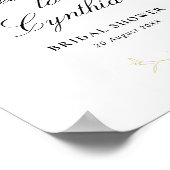 ゴールドとピンクの花のウェディングシャワー歓迎看板 ポスター (角)