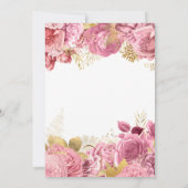 ゴールドとピンクの花のフレーム 60歳の誕生日 招待状 (裏面)