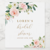 ゴールドとピンクの花のブライズシャワー ワインラベル (シングルラベル)