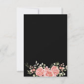 ゴールドとピンクの花のボウのブライダルシャワー サンキューカード (裏面)