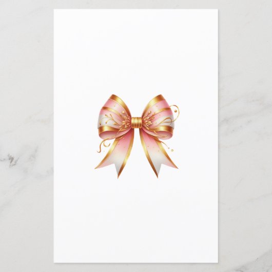 ゴールドとピンクの花の蝶リボン ベイビーシャワーメニュー (裏面)