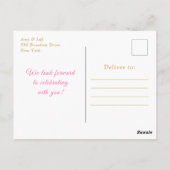 ゴールドとピンクの雪の結晶の誕生日パーティー ポストカード (裏面)