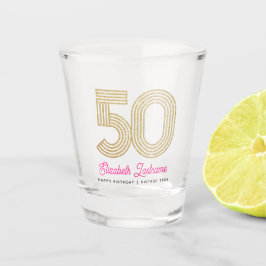 ゴールドとピンクの50歳の誕生日ショットグラス ショットグラス