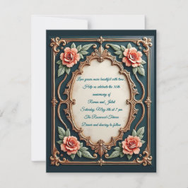 ゴールドとブッシュの花柄の招待状 招待状