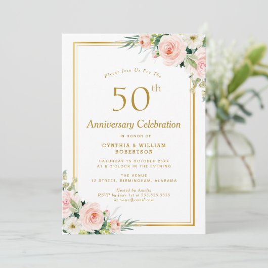 ゴールドとブッシュの50周年結婚記念日 招待状 (スタンド正面)