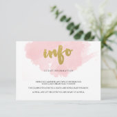 ゴールドとブッシュウォーターカラーのゲストインフォメーション エンクロージャーカード (スタンド正面)