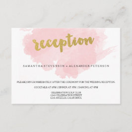 ゴールドとブッシュ ウォーターカラー結婚式の披露宴 エンクロージャーカード