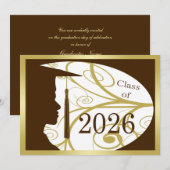 ゴールドとブラウンの男性シルエット 2026 カード (正面/裏面)