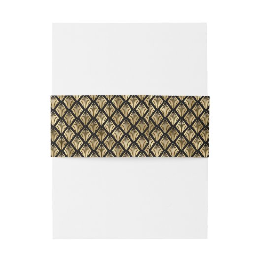 ゴールドとブラックのアールデコ幾何学模様の扇 招待状ベリーバンド (裏面例)