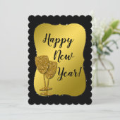 ゴールドとブラックのエレガントなハッピー・ニュー・イヤー! シーズンカード (スタンド正面)