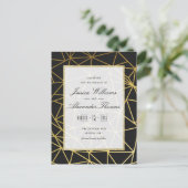 ゴールドとブラックのクラシカルな結婚式の事前お知らせ 案内ポストカード (スタンド正面)