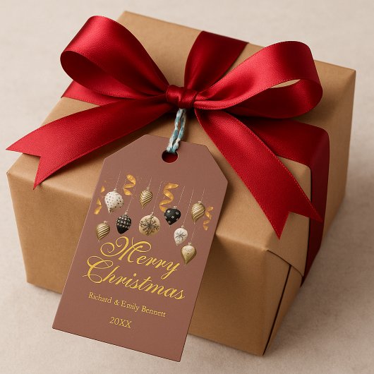 ゴールドとブラックのクリスマスオーナメント ギフトタグ