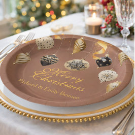 ゴールドとブラックのクリスマスオーナメント ペーパープレート