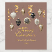 ゴールドとブラックのクリスマスオーナメント ワインラベル (シングルラベル)