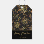 ゴールドとブラックのクリスマス フラワーリース ギフトタグ (正面)