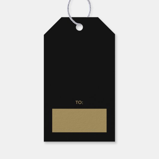 ゴールドとブラックのクリスマス フラワー ギフトタグ (裏面)
