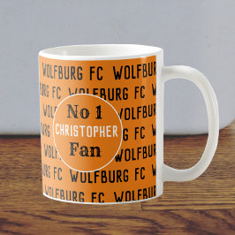 ゴールドとブラックのサッカーファンまたはサッカーファン向け コーヒーマグカップ