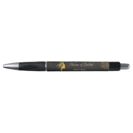 ゴールドとブラックのサロンQRコード価格テーブルテント看板 ボールペン