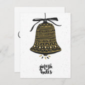 ゴールドとブラックのジングルベル シーズンカード (正面/裏面)