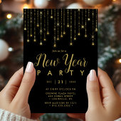 ゴールドとブラックのストリングライト 新年のパーティー 招待状
