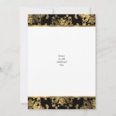 ゴールドとブラックのダマスク 50周年結婚記念日 招待状 (裏面)