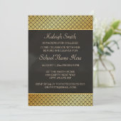 ゴールドとブラックのトランクパーティー「大学へ行こう」招待状 招待状 (スタンド正面)