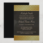 ゴールドとブラックのトランクパーティー「大学へ行こう」招待状 招待状 (正面/裏面)