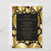 ゴールドとブラックのハート クラシックウェディング 招待状 (裏面)