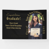 ゴールドとブラックのプロフェッショナルな卒業写真 横断幕 (横)