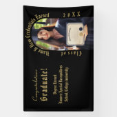 ゴールドとブラックのプロフェッショナルな卒業写真 横断幕 (縦)