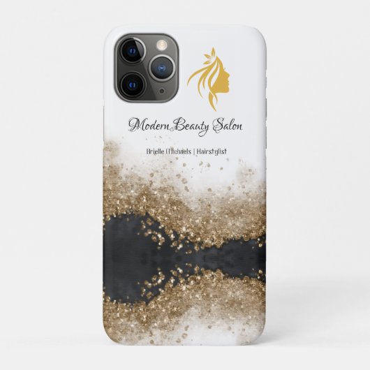 ゴールドとブラックのヘアスタイリスト サロン Case-Mate iPhoneケース (裏)
