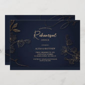 ゴールドとブラックのボタニカル招待状 招待状 (正面/裏面)