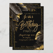 ゴールドとブラックのヤシの木の招待状 招待状 (正面/裏面)