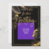 ゴールドとブラックのヤシの木 招待状 (裏面)