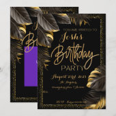 ゴールドとブラックのヤシの木 招待状 (正面/裏面)