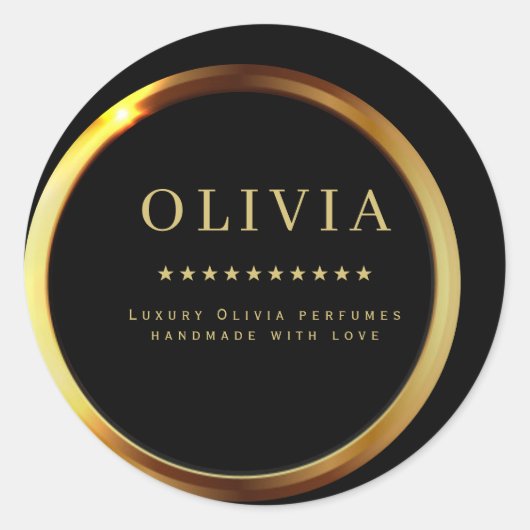 ゴールドとブラックのラベル ラウンドシール (正面)