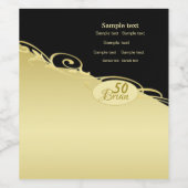 ゴールドとブラックの上に贅沢なゴールド装飾、モノグラムW ワインラベル (シングルラベル)