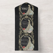 ゴールドとブラックの優雅さ。 オールインワン招待状 (内側)