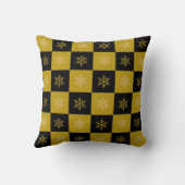 ゴールドとブラックの優雅な雪の結晶 クッション (裏面)