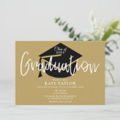 ゴールドとブラックの卒業パーティー 招待状 (スタンド正面)