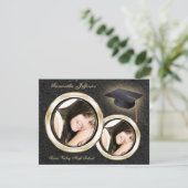 ゴールドとブラックの卒業発表 招待状 (スタンド正面)