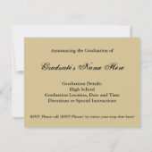 ゴールドとブラックの卒業発表 招待状 (裏面)