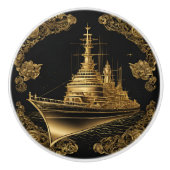 ゴールドとブラックの戦艦 セラミックノブ (正面)